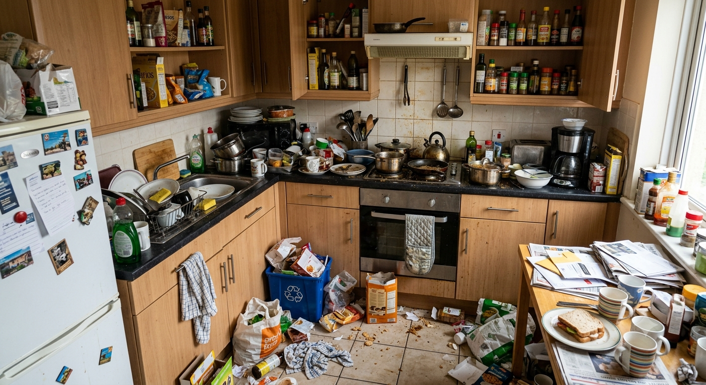 Room before professional cleaning